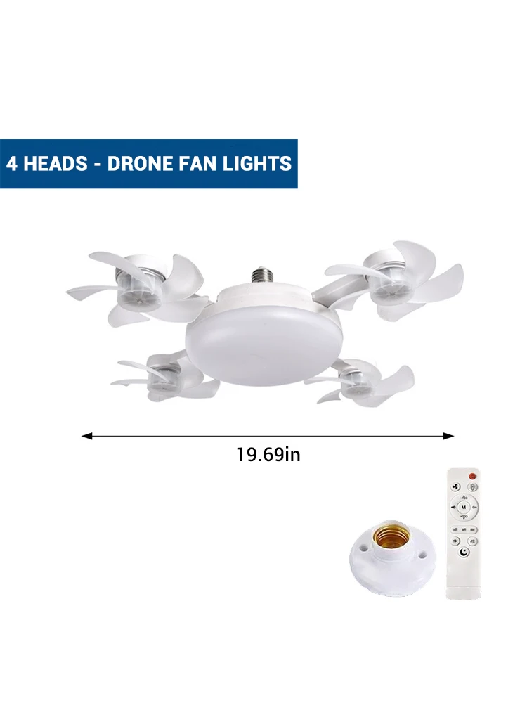 Ventilador de Teto Com Luz LED 50W 60W - Luminárias Simples/Controle Remoto E27. - Imagem 5