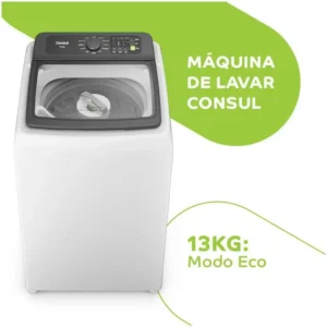 Lavadora de Roupas Consul 13kg Cesto Inox 12 Programas de Lavagem Branca CWN13AB - 220V