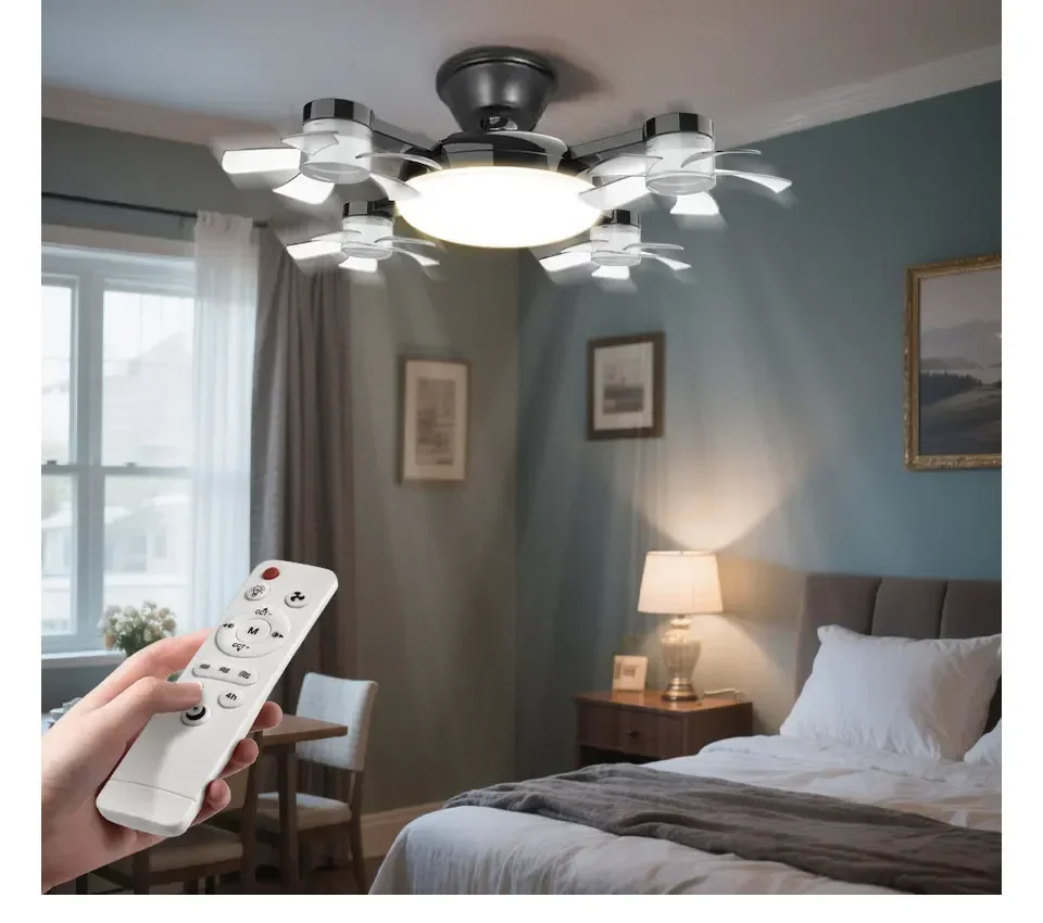 Ventilador de Luz 2 em 1 - 60w E27/Drone Design.Controle Remoto AC85-265V. - Imagem 6
