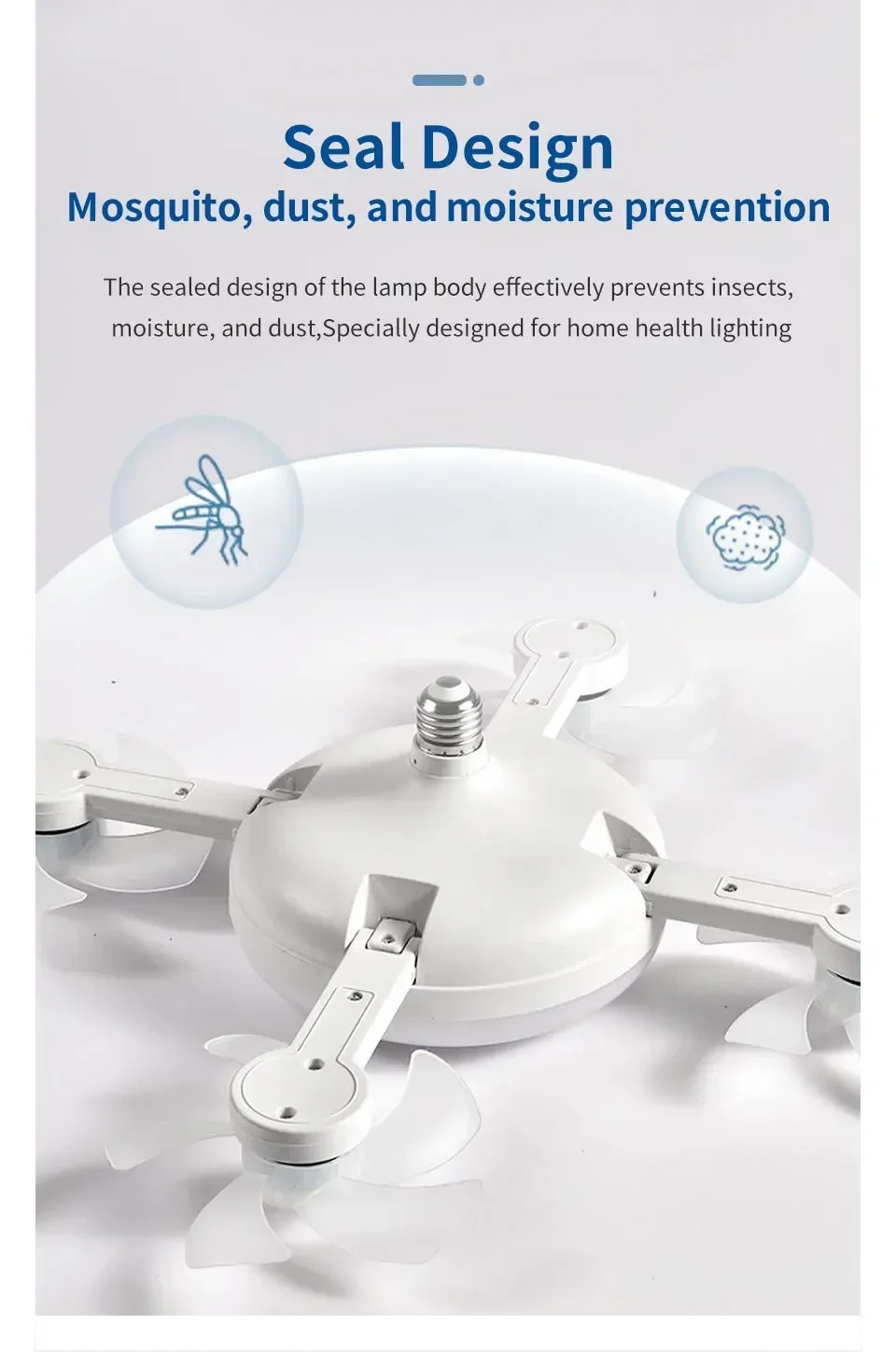 Ventilador de Luz 2 em 1 - 60w E27/Drone Design.Controle Remoto AC85-265V. - Imagem 15