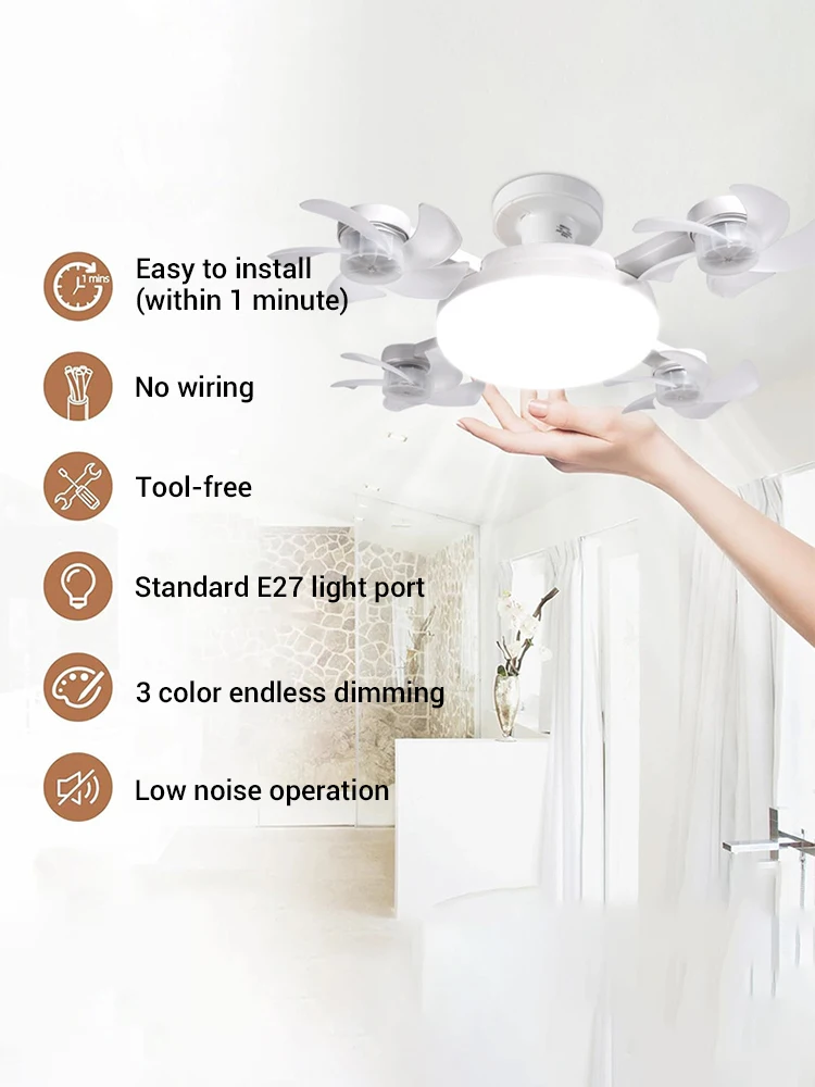 Ventilador de Teto Com Luz LED 50W 60W - Luminárias Simples/Controle Remoto E27. - Imagem 8