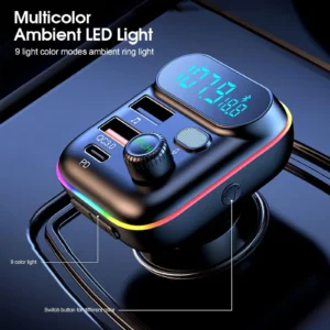 Transmissor FM Duplo Player Para Carro- Música Tipo-C/MP3/Bluetooth 5.0.