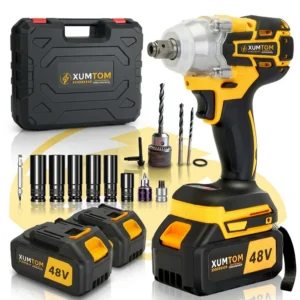 Chave De Impacto 48V Eletrica Profissional Parafusadeira 450NM Brushless - 2 Baterias Maleta.