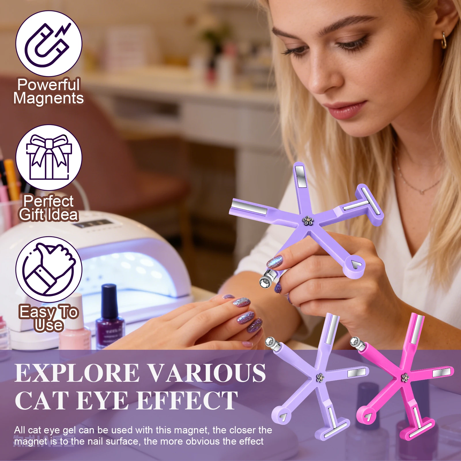 Ferramenta Magnética Para Gel Magnético - Multifuncional Para Unhas/Efeito Olho de Gato. - Imagem 10