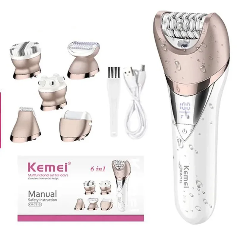 Kemei - 6 em 1 Depilador Para Mulheres/Esfoliante Corporal. - Imagem 3