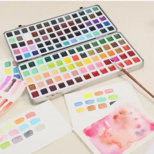 Conjunto de Tintas Hidrossolúveis Sólidas com 130 Cores.