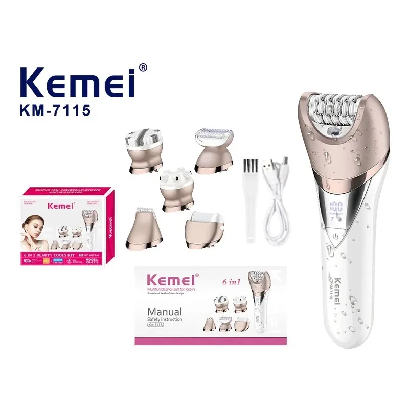 Kemei - 6 em 1 Depilador Para Mulheres/Esfoliante Corporal. - Imagem 2