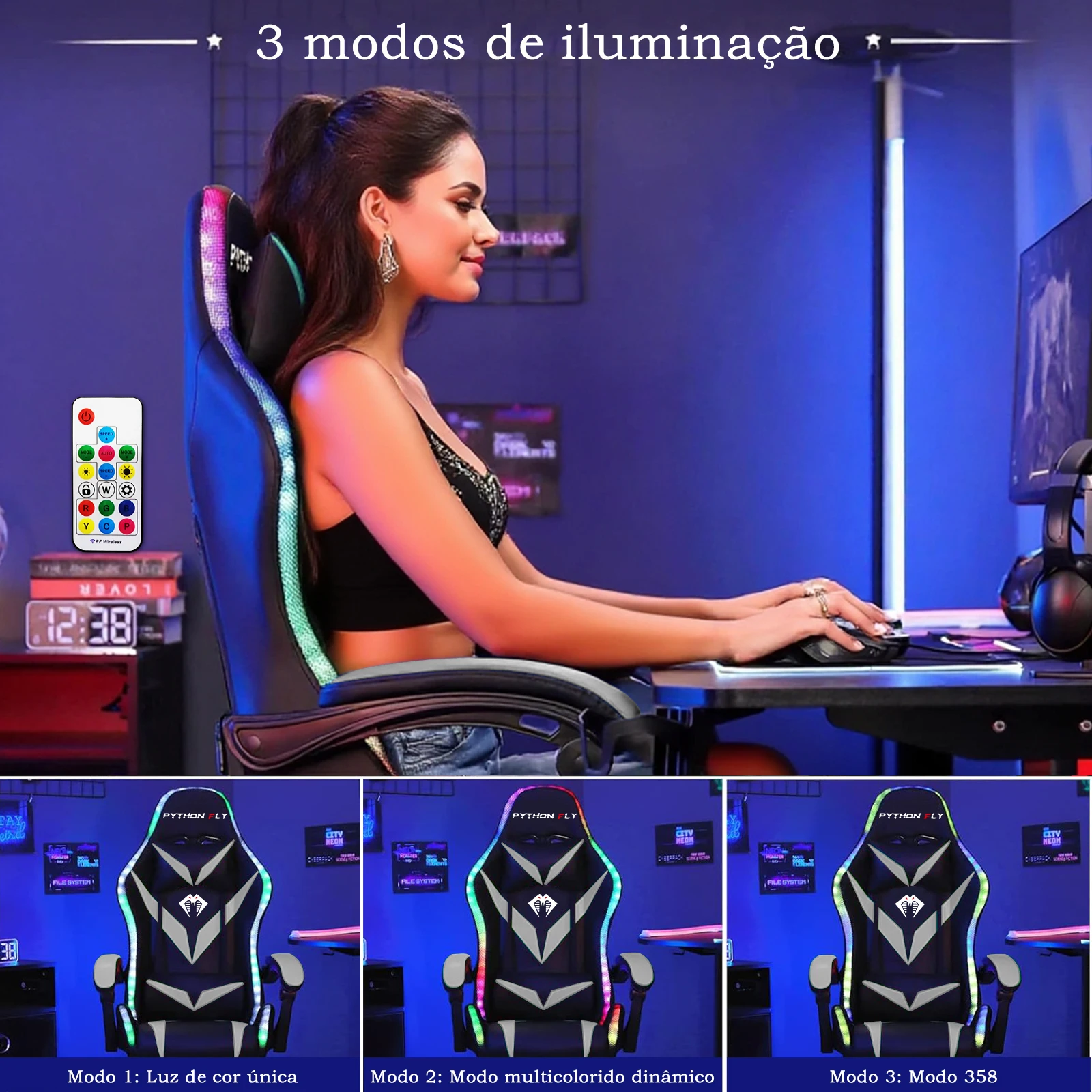 Cadeira Ergonômic Para Jogos - Python Fly. - Imagem 21