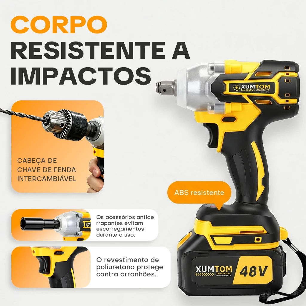 Chave de Impacto Profissional Elétrica Sem Fio 450N.M - Parafusadeira/Furadeira/Brushless/Com Maleta + 2 Baterias. - Imagem 4