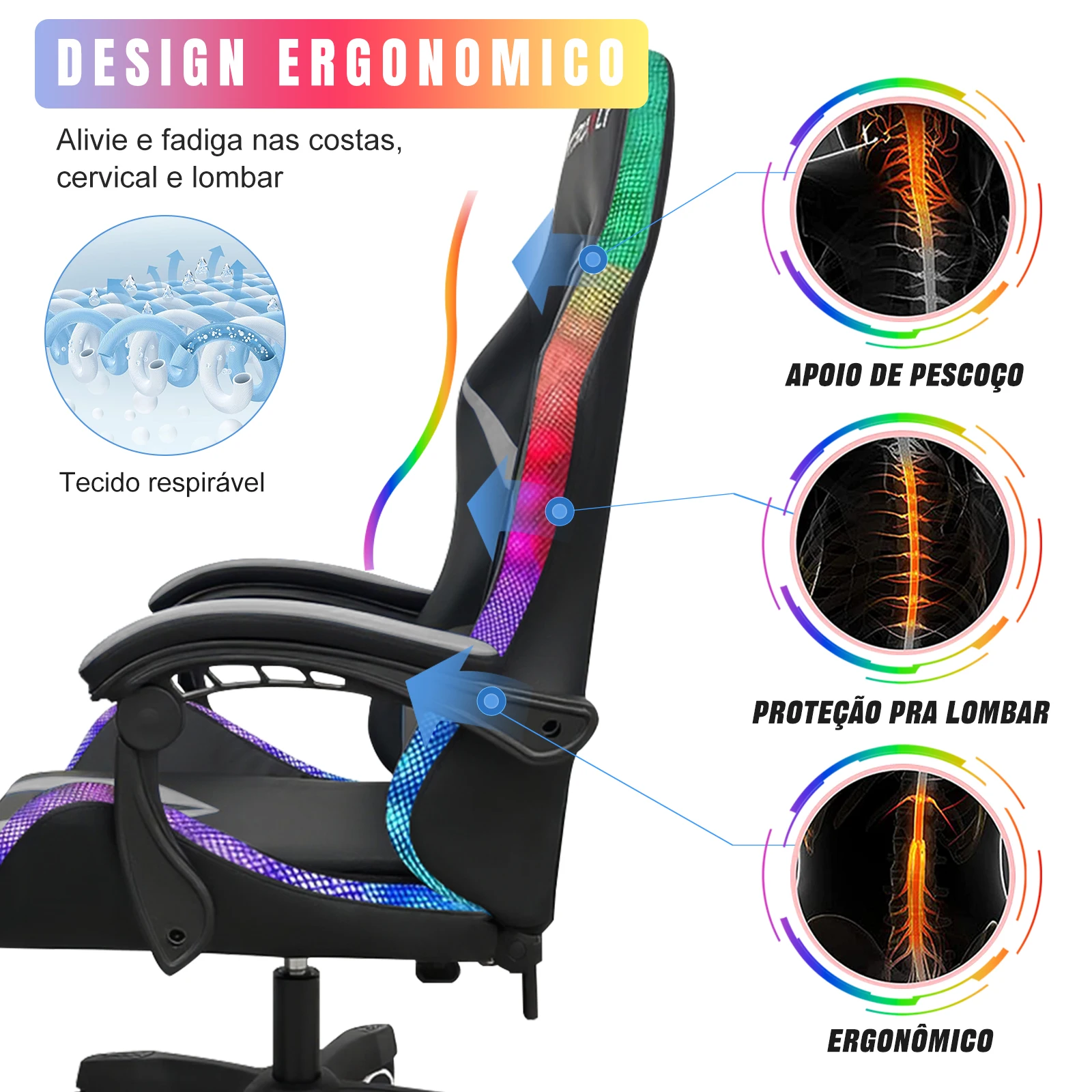 Cadeira Ergonômic Para Jogos - Python Fly. - Imagem 15