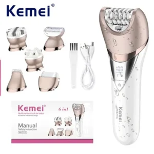 Kemei - 6 em 1 Depilador Para Mulheres/Esfoliante Corporal.