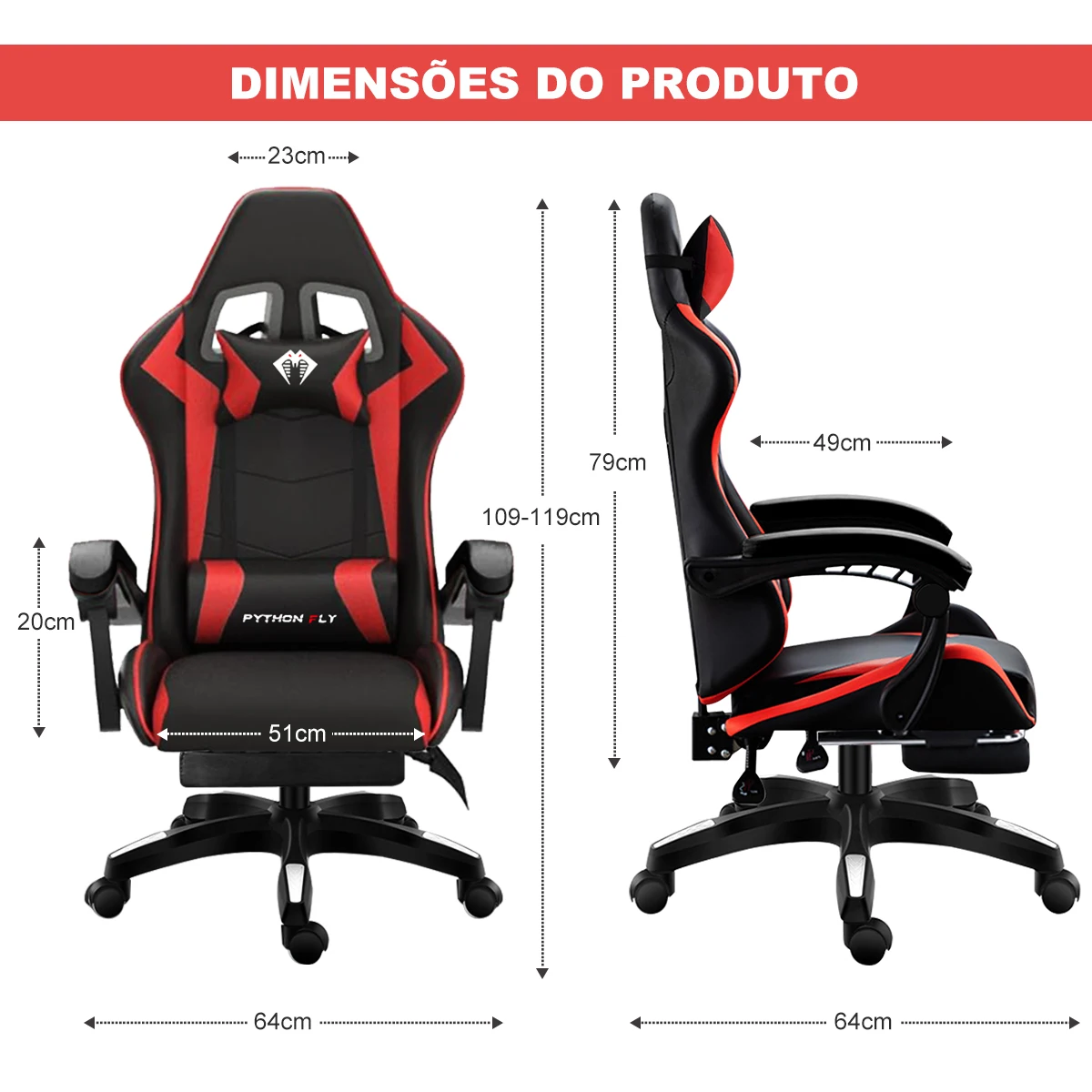 Cadeira Ergonômic Para Jogos - Python Fly. - Imagem 5