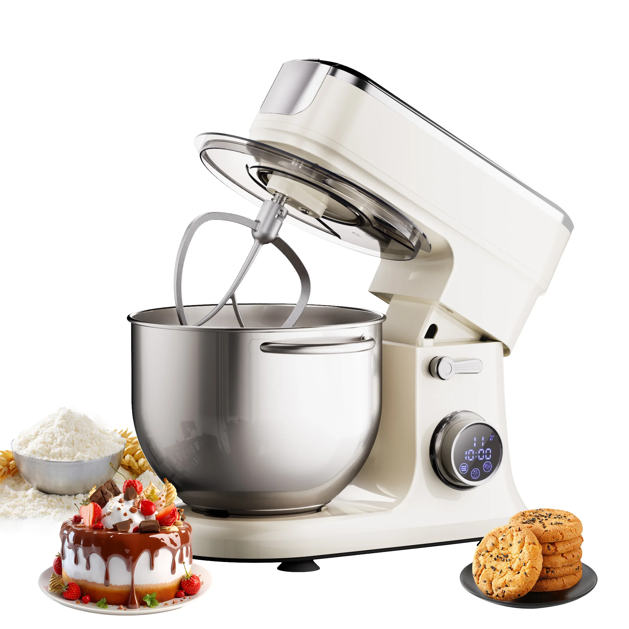 Batedeira BioloMix 7L Para Confeitaria Com Motor DC de 1200W - Acessórios de Gancho Para Massa. - Imagem 13