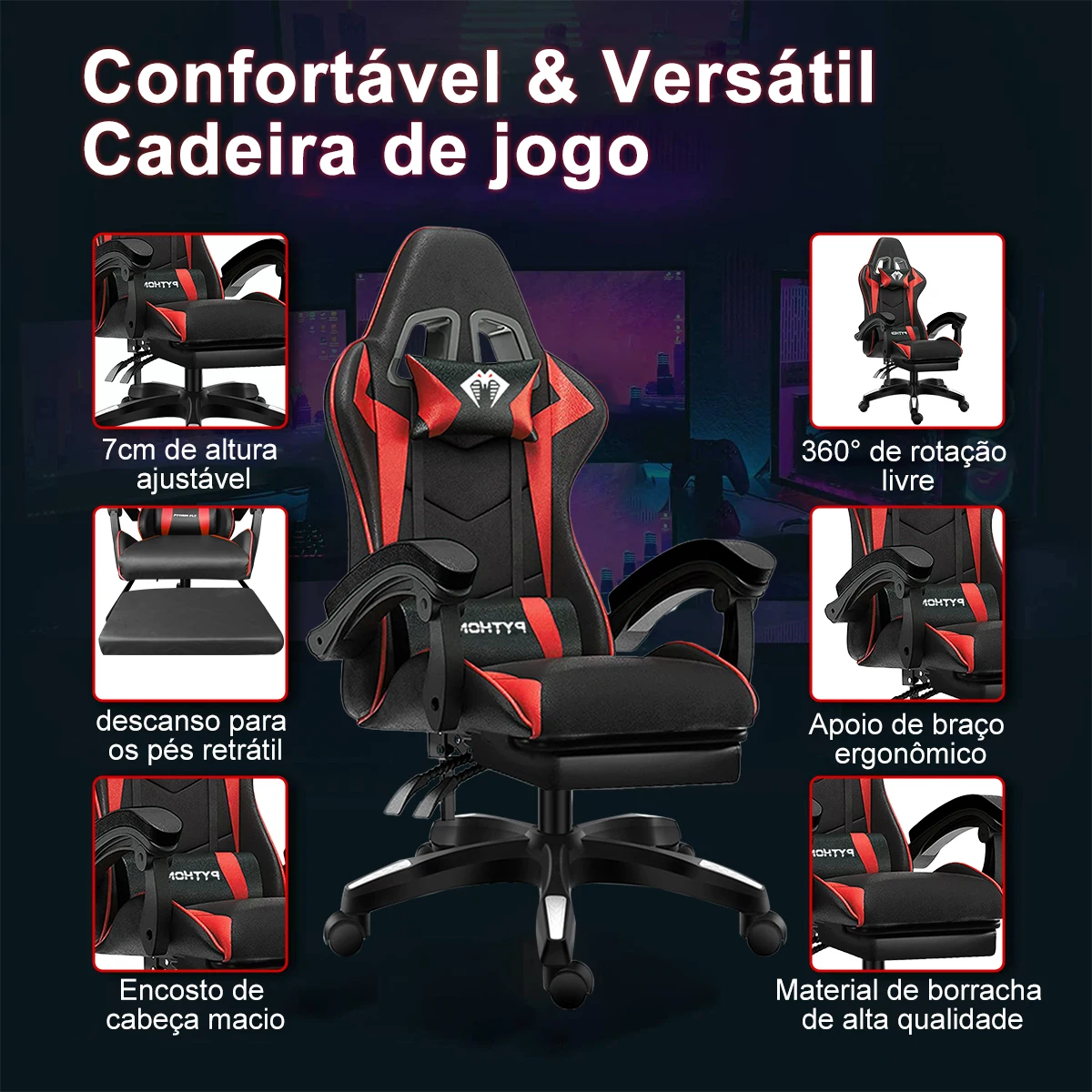 Cadeira Ergonômic Para Jogos - Python Fly. - Imagem 18