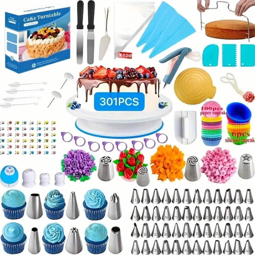 Conjunto de Decoração Para Bolo - Plataforma Giratória Antiderrapante/301 Pçs/. - Imagem 6